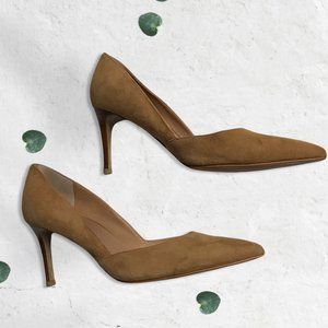 Tahari Brown Suede Pointed Toe Heels